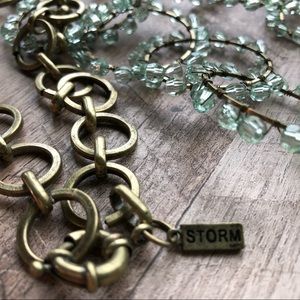 Aqua Wrapped Wire Ring Necklace, Wedding Guest, Mother of the Bride, Retro